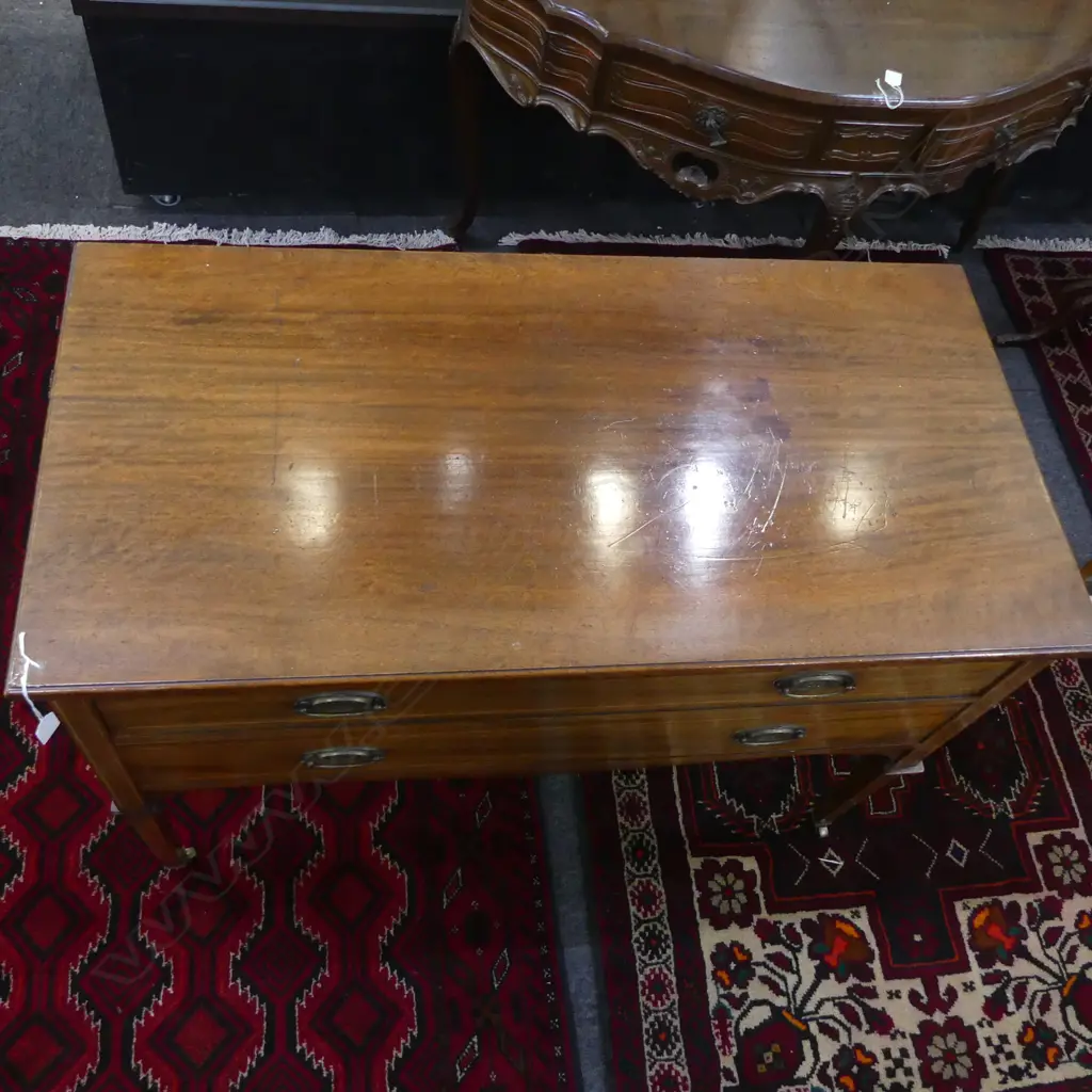 EARLY 20thC MAHOGANY 2 DRAWER CHEST 1045x520x750mm Image 1++