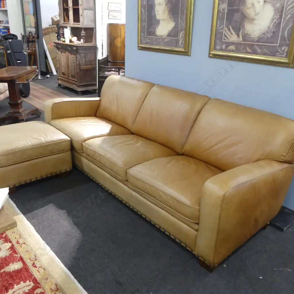 FREEDOM FURNITURE LEATHER SOFA + FOOTSTOOL W2350 H.800mm Image 1++