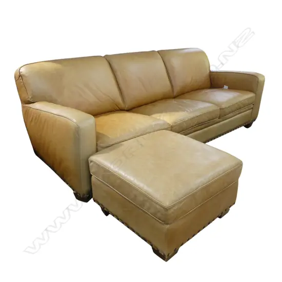 FREEDOM FURNITURE LEATHER SOFA + FOOTSTOOL W2350 H.800mm