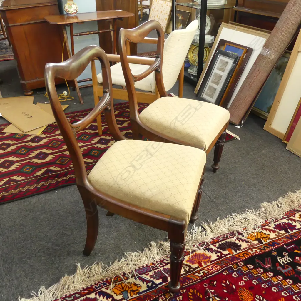 2 VICTORIAN MAHOGANY SADDLE BACK CHAIRS Image 1++