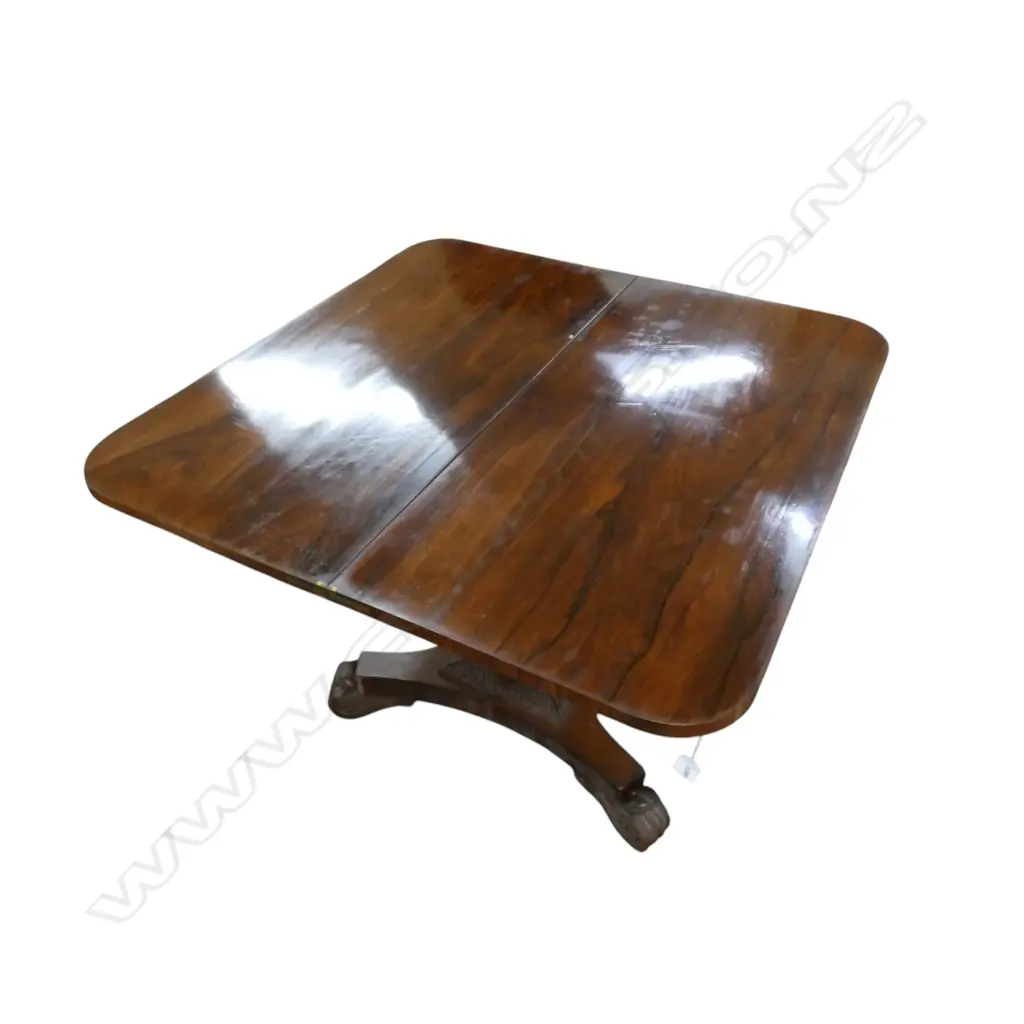 REGENCY ROSEWOOD PEDESTAL CARD TABLE 905x455x745mm... Image 1++