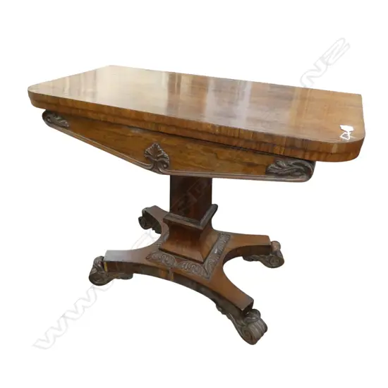 REGENCY ROSEWOOD PEDESTAL CARD TABLE 905x455x745mm...