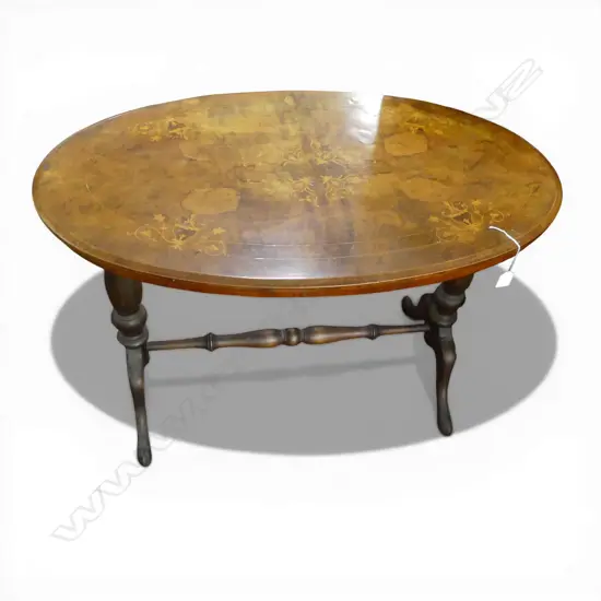 VICTORIAN INLAID OVAL SIDE TABLE 910x530x615mm