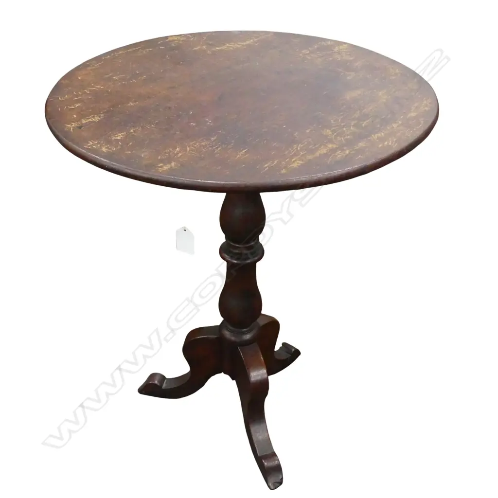 COLONIAL KAURI DARK STAINED SIDE TABLE (TOP MARKED) W. 650 x D. 540 x H. 540mm Image 1++
