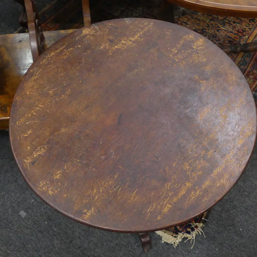 COLONIAL KAURI DARK STAINED SIDE TABLE (TOP MARKED) W. 650 x D. 540 x H. 540mm Image 1++