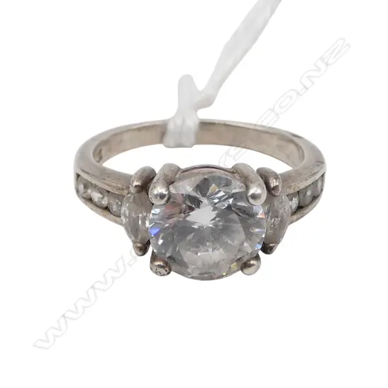 SILVER & CZ stamped LGE DRESS RING