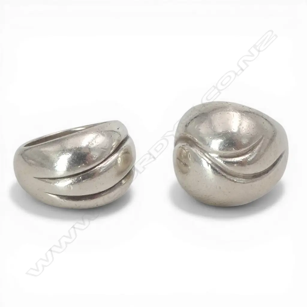 2 JENS HANSEN VINTAGE SILVER MODERNIST RINGS  Image 1++