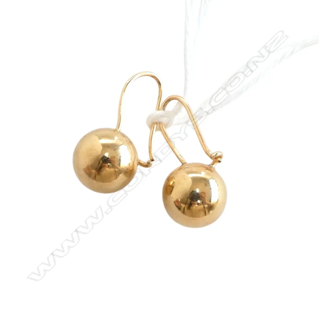 PR 9ct GOLD BALL & LOOPING HOOP EARRINGS 2.5gms Image 1++
