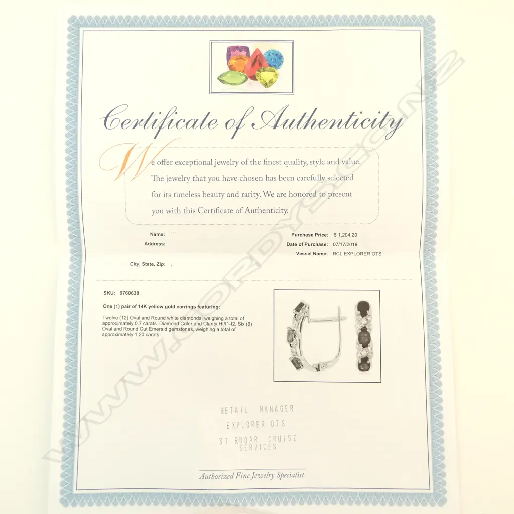 PR 14CT DIAMOND & EMERALD EARRINGS, 3gms Image 1++