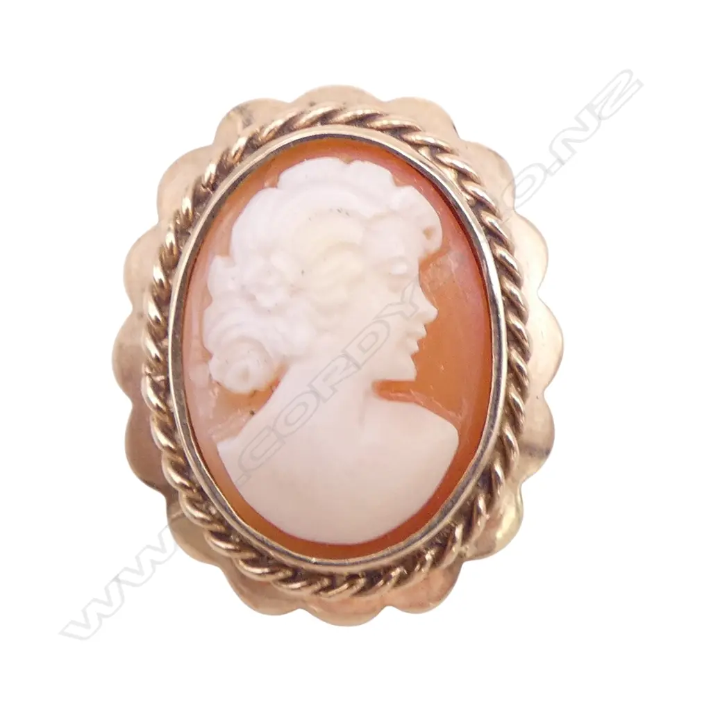 9CT GOLD CAMEO BROOCH 5.2 GRS TOTAL WIEGHT Image 1++