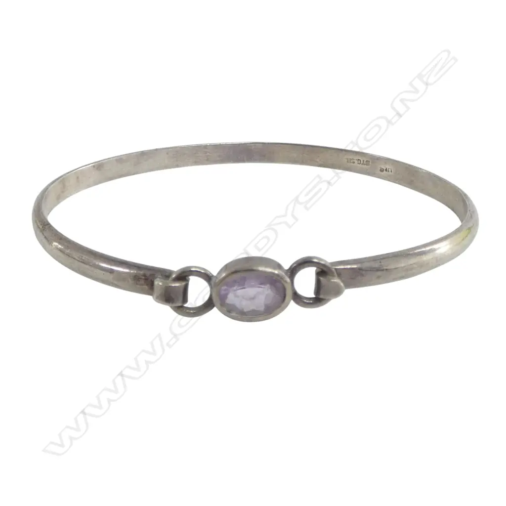 S/SILVER AMETHYST STONE BANGLE 13,5GMS Image 1++
