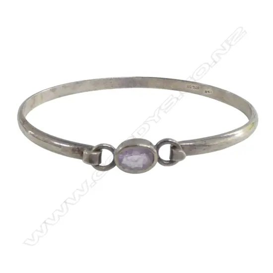 S/SILVER AMETHYST STONE BANGLE 13,5GMS