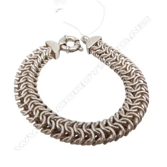 ITALIAN SILVER WIDE WOVEN LINK BRACELET 27gms