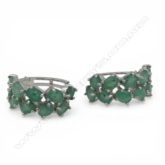 SILVER AND EMERALD EARRINGS