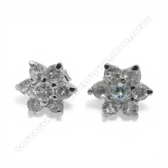 SILVER & AQUAMARINE STUDS