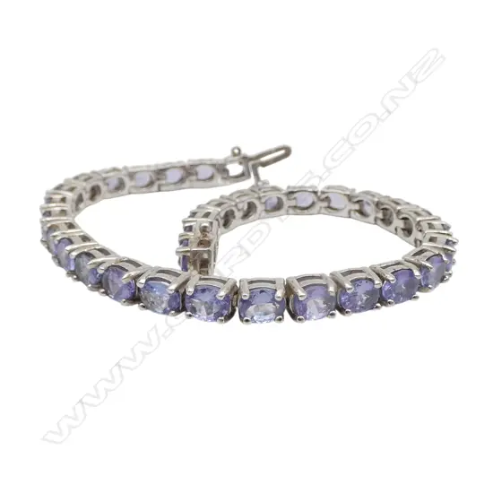 SILVER & TANZINITE ARTICULATED LINK BRACELET push-in clasp