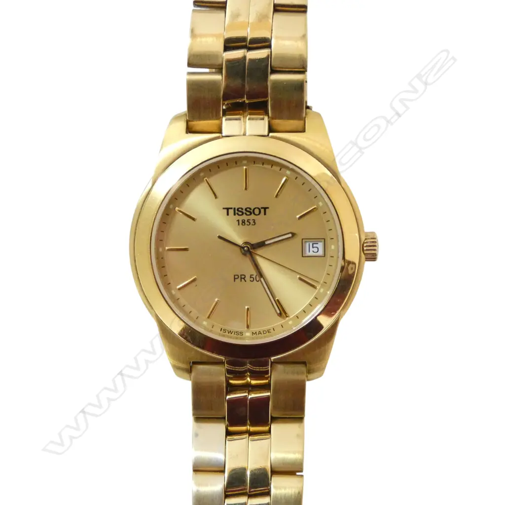 TISSOT PR50 GOLD QUARTZ WRISTWATCH, CONDITION NEAR NEW, BOXED Image 1++