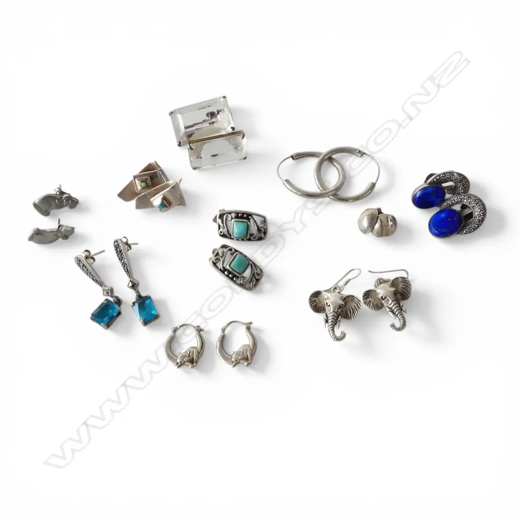 10 PRS STG SILVER EARRINGS, 58gms Image 1++