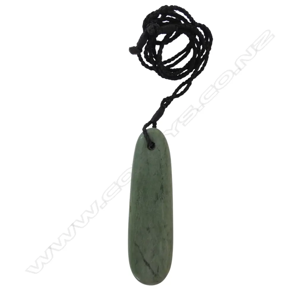 NZ GREENSTONE PENDANT L90MM ON PLATTED CORD Image 1++