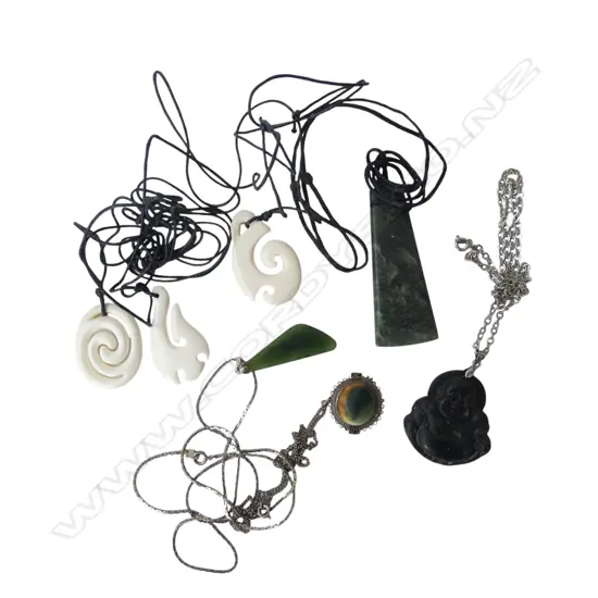 ASST POUNAMU + BONE + OTHER PENDANT NECKLACES