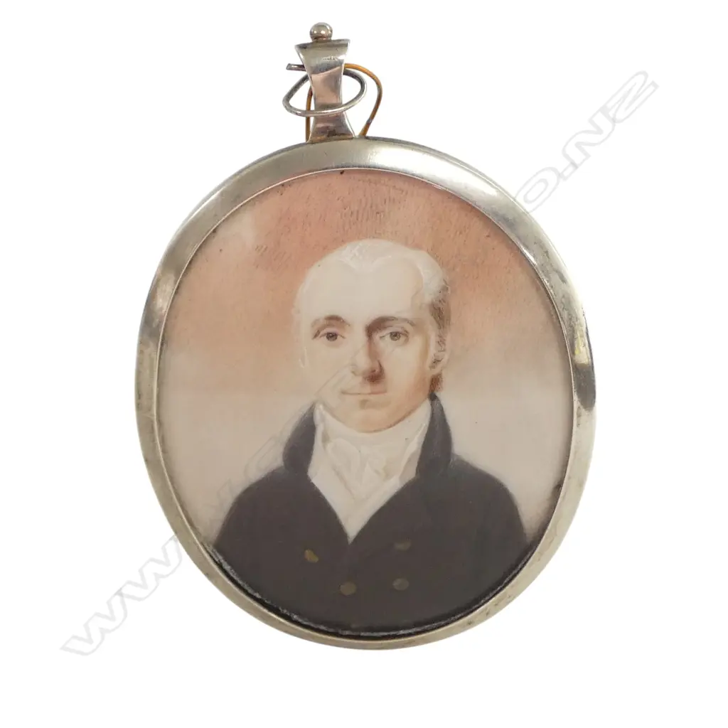 MINIATURE PORTRAIT OF A GENTLEMAN IN STG SILVER FRAME, LONDON 1901 70x55mm Image 1++