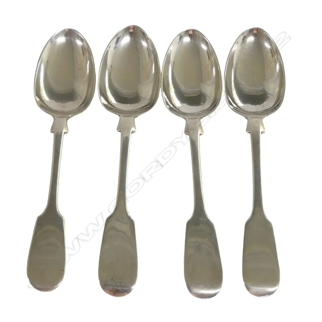 4 VICTORIAN STG SILVER SPOONS, WILLIAM RAWLINGS SOBEY, EXETER 1846, 110gms Image 1++