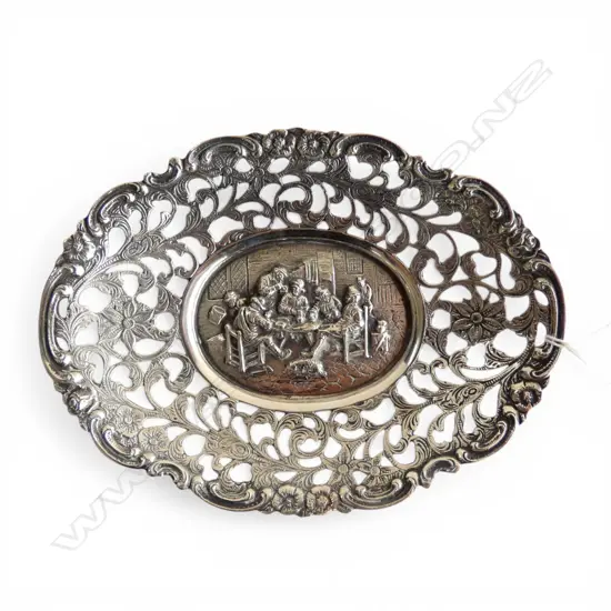 '90' marked fancy Silver plate pierced dish