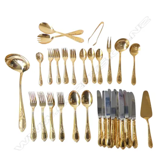 SOLINGEN 23K GOLD PLATE 12 PLACE 70 PCE CUTLERY SERVICE...