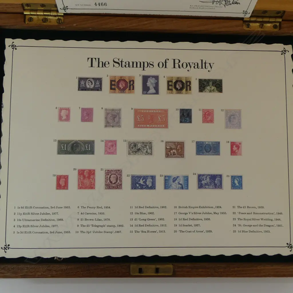 BOXED STG SILVER REPLICA 25 COIN SET 'THE STAMPS OF ROYALTY' 4466/10000 482gms Image 1++