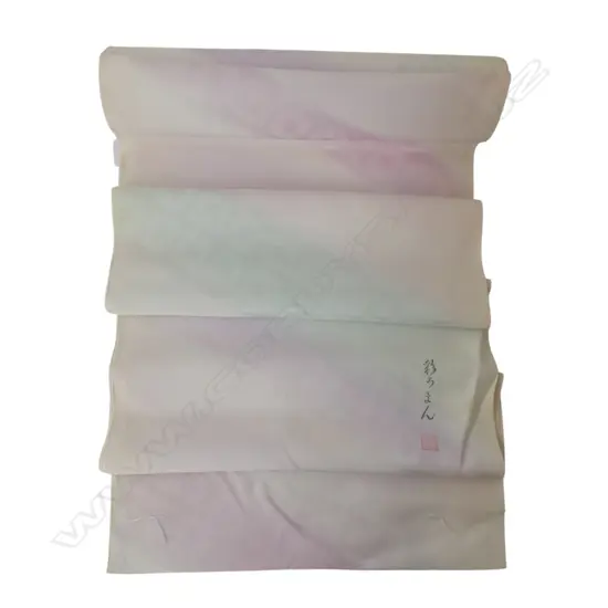 Unused 1980's NISHIJIN TEXTILE (Kyoto) JAPANESE pink/blue SILK ROLL L.12M W.370mm. New old stock...