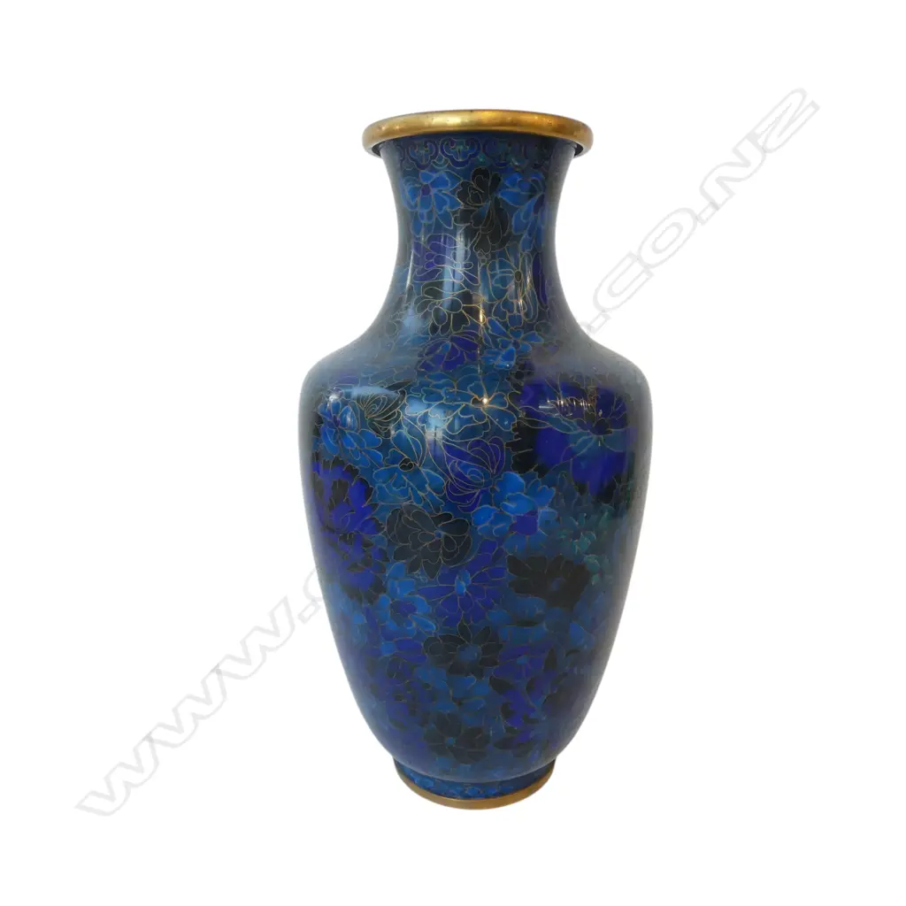 ORIENTAL BLUE CLOISONNE VASE H.380mm Image 1++