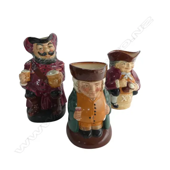 3 ROYAL DOULTON TOBY JUGS; THE SQUIRE, SIR JOHN FALSTAFF & OTHER H.115mm
