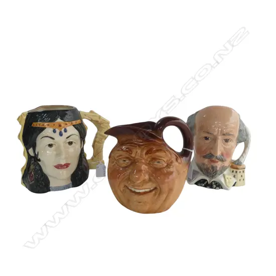 3 ROYAL DOULTON JUGS; WILLAIM SHAKESPEARE, SAMSON & DELILAH + JOHN BARLEYCORN H.190mm