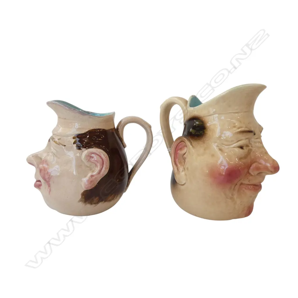 2 VINTAGE SARREGUEMINES CHARACTER JUGS H.150mm Image 1++