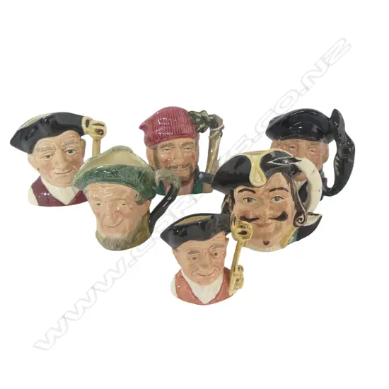 6 ROYAL DOULTON CHARACTER JUGS; 2x GAOLER, CAPT. HENRY MORGAN, THE LUMBERJACK, LOBSTER MAN, AULD MAC H.105mm