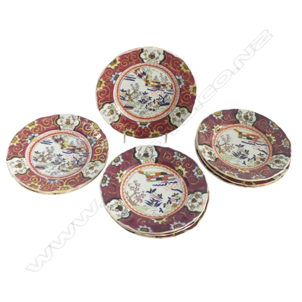 9 EARLY 19thC MASONS IRONSTONE IMARI PLATES 165mm dia 2 w. HAIRLINE Image 1++