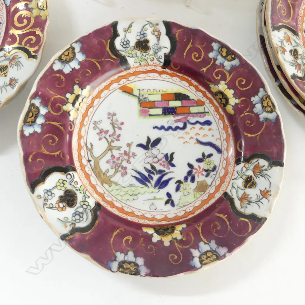 9 EARLY 19thC MASONS IRONSTONE IMARI PLATES 165mm dia 2 w. HAIRLINE Image 1++