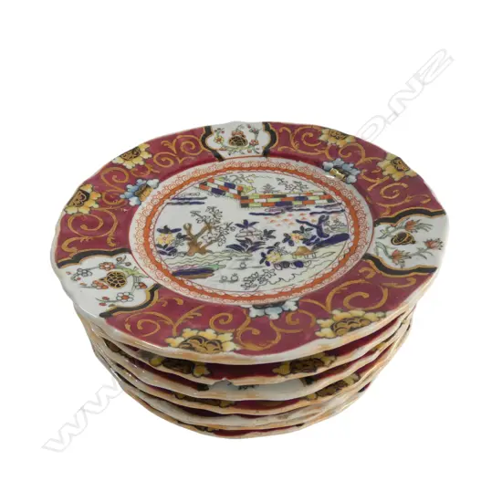 9 EARLY 19thC MASONS IRONSTONE IMARI PLATES 165mm dia 2 w. HAIRLINE
