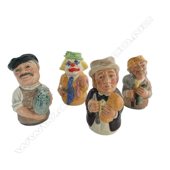 4 ROYAL DOULTON JUGS; THE FISHERMAN, THE FARMER, THE CLOWN & ALBERT SAGGER H.105mm