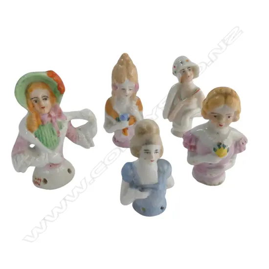 5 PORCELAIN 1/2 DOLLS