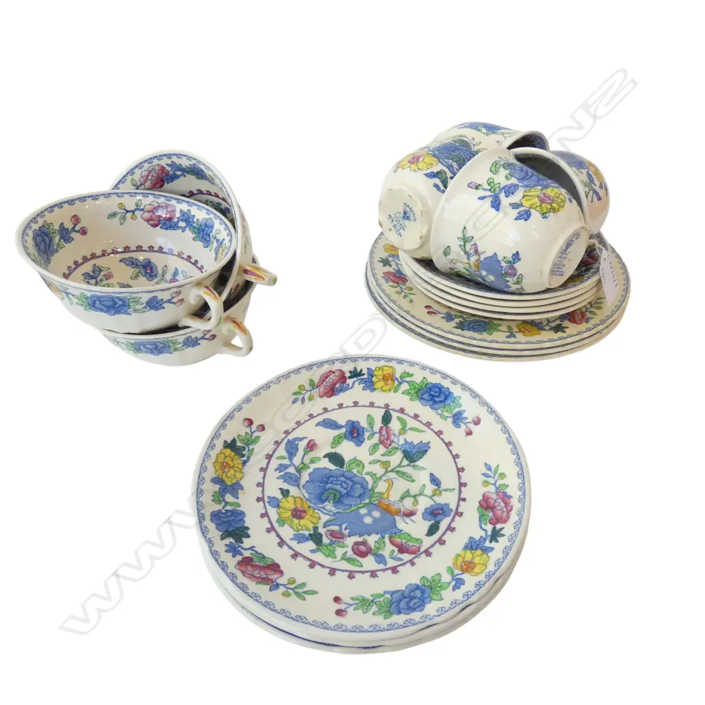 17PCS MASON’S REGENCY 4 CUPS & SAUCERS, 3 SOUP COUPES & SAUCERS, 3 PLATES, D.200MM Image 1++