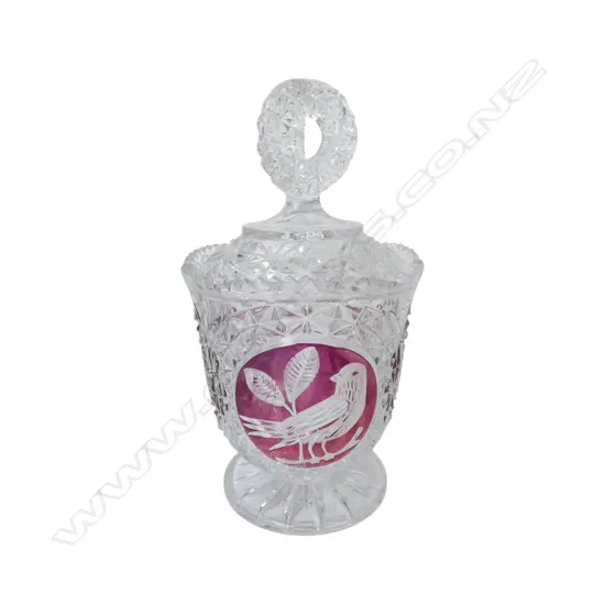 CUT GLASS LIDDED CONTAINER H220mm