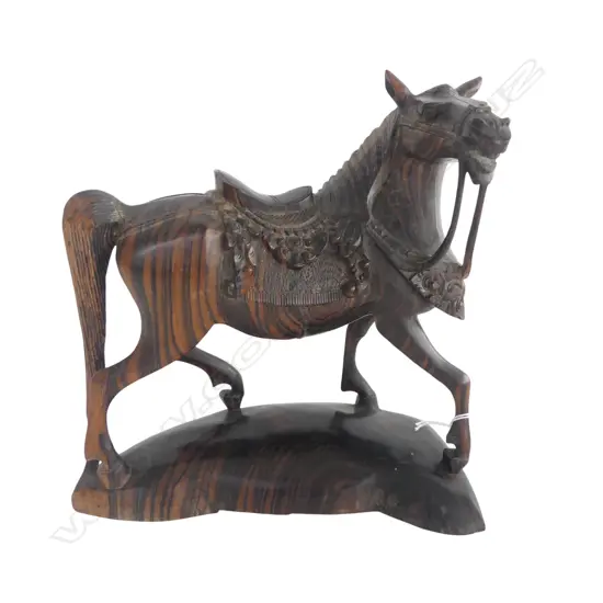 CARVED WOODEN HORSE ORNAMENT W.240mm