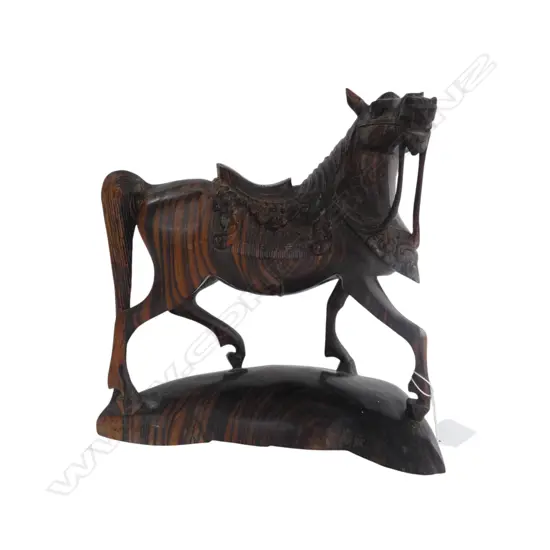 CARVED WOODEN HORSE ORNAMENT W.240mm