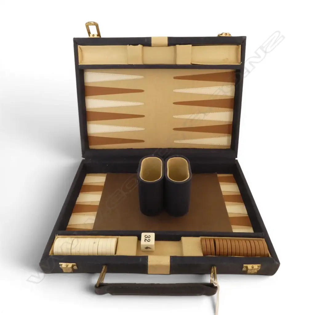 CASED BACKGAMMON TRAVEL SET W.270mm Image 1++