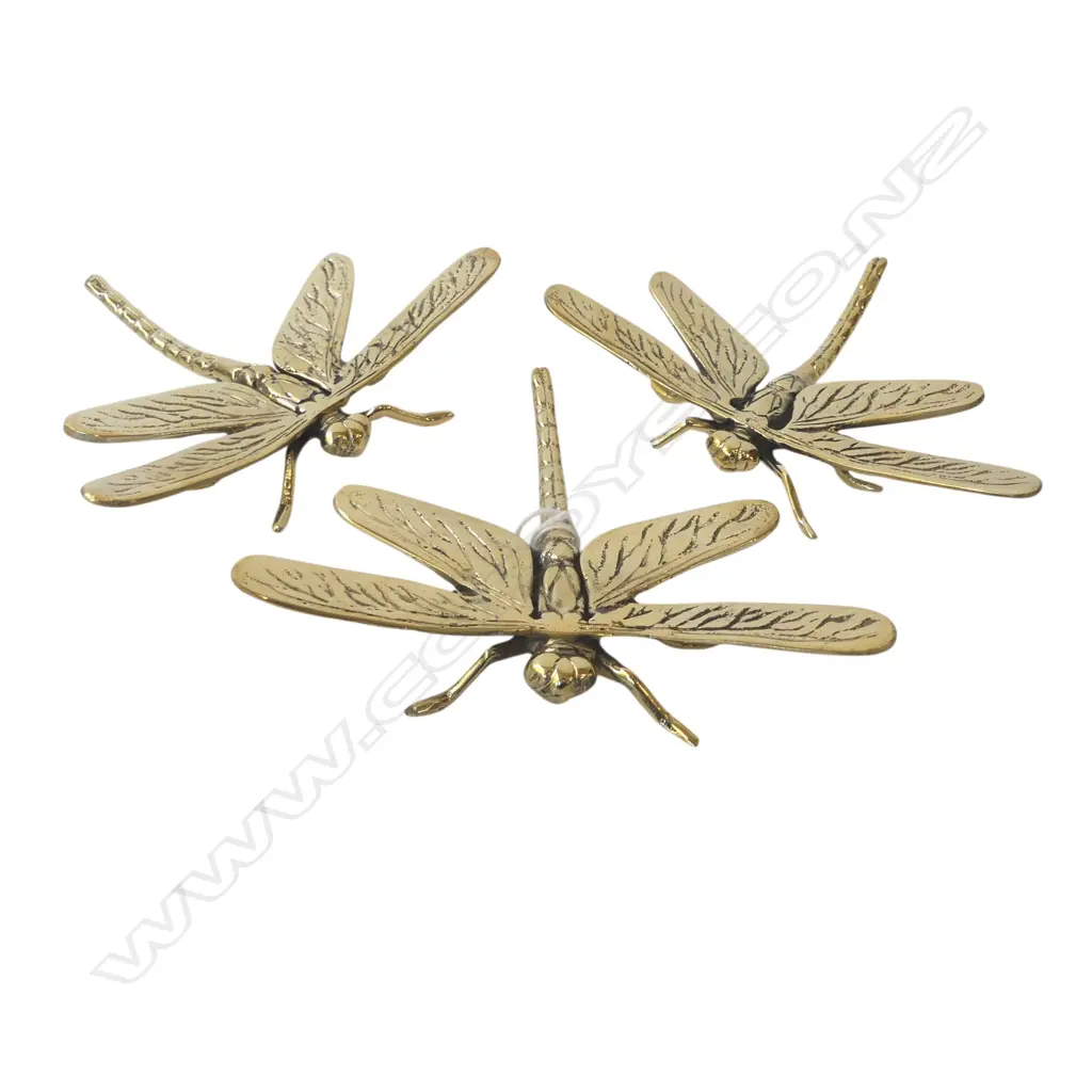 3 BRASS DRAGONFLY ORNAMENTS  Image 1++