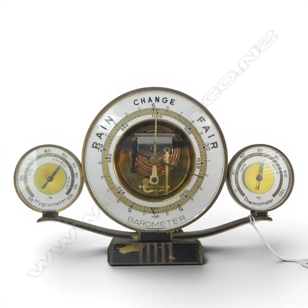 HANS LUFT MACHINE AGE/ART DECO DESKTOP WEATHER STATION W.255mm Image 1++