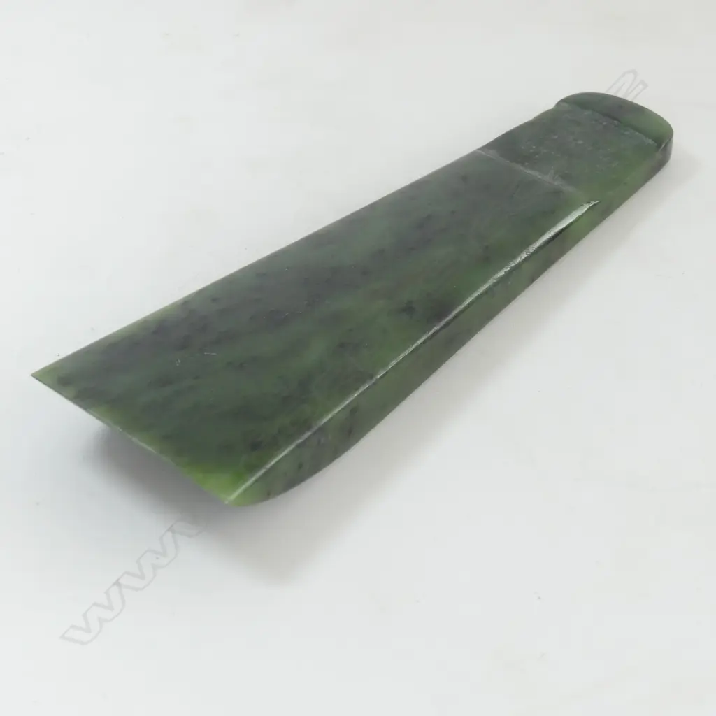 LARGE POUNAMU TOKI (ADZE) with reduced tang for lashing to wooden haft. L.217mm Image 1++