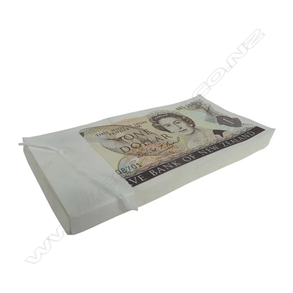 BUNDLE 100 X $1 NZ BANKNOTES consecutive numbers Don Brash ANS108701 to ANS108800 Image 1++