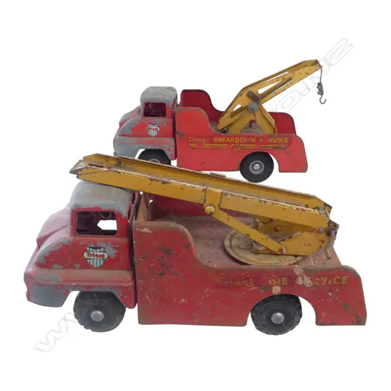 2 VINTAGE TRI-ANG SERVICE TRUCKS L.420mm